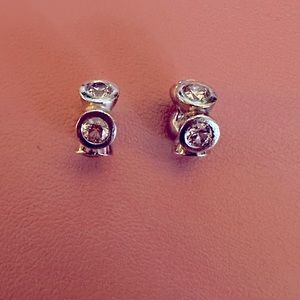 Pair of Pandora spacer charms with silver crystal